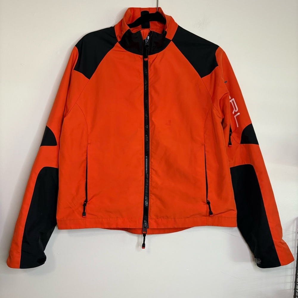 LRL Lauren Active Ralph Lauren Jacket‎ Orange Black Full Zip Size L